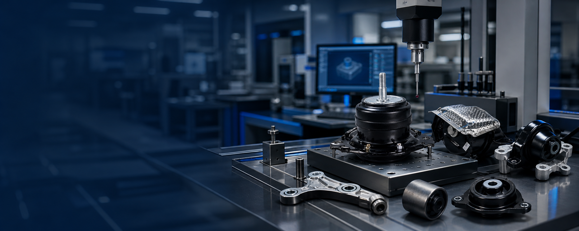 Precision inspection of XINUN engine mounts in a quality laboratory
